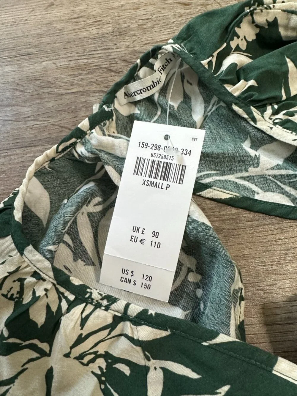 NWT Abercrombie & Fitch Maxi Dress XS Long Sleeve Plunge Cutout Green Floral